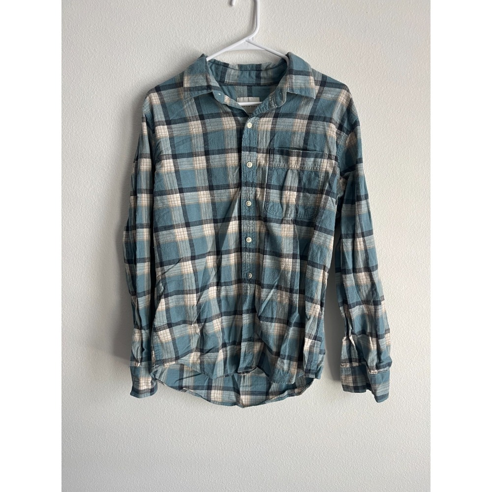 American Eagle Outfitters Super Soft‎ Flannel Shirt Mens Medium Blue Multi Plaid